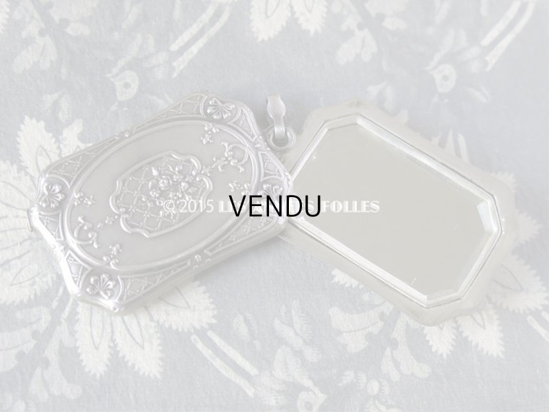 画像7: 1900年代 アンティーク シャトレーヌ 花模様 スライド式 ミラー シルバー製