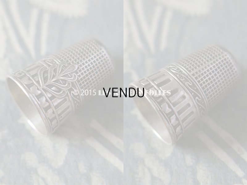 画像19: 19世紀 アンティーク シルバー製 裁縫道具セット 薔薇のガーランド レザーケース付