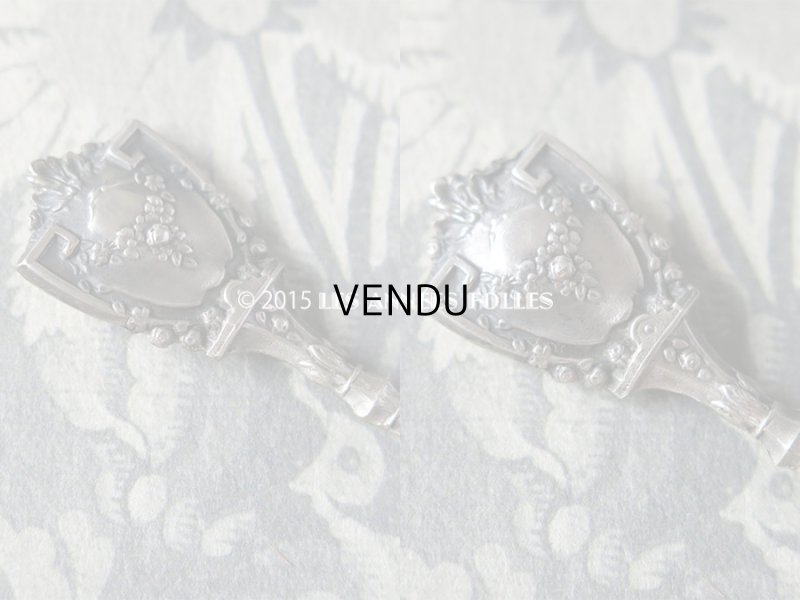 画像7: 19世紀 アンティーク シルバー製 裁縫道具セット 薔薇のガーランド レザーケース付