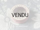 アンティーク ドット柄スパンコール入り 硝子の蓋の紙箱 ピンク