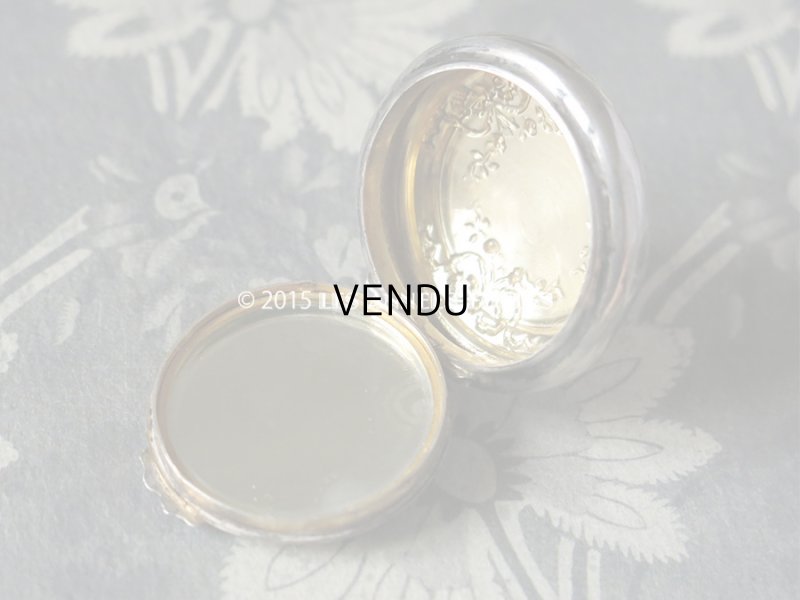 画像8: アンティーク パウダーケース リボンと薔薇のガーランド シルバー製