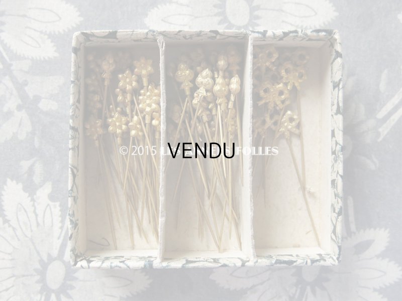 画像5: アンティーク リボン＆花＆クロバー型 エパングル入り 硝子の蓋の紙箱 