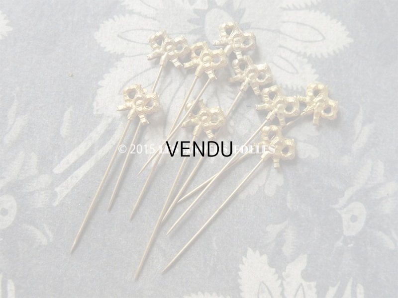 画像6: アンティーク リボン＆花＆クロバー型 エパングル入り 硝子の蓋の紙箱 