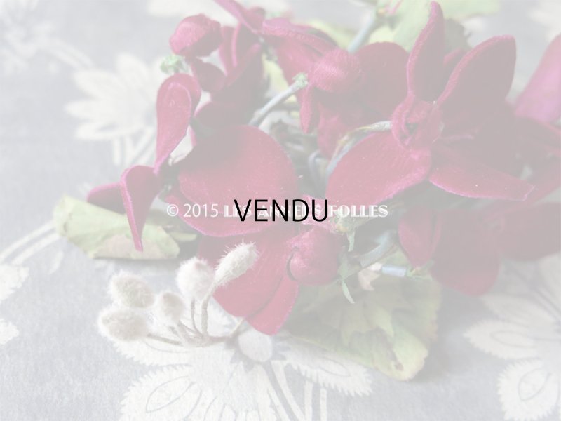 画像3: アンティーク コサージュ ベルベット製 ガーネット色の花