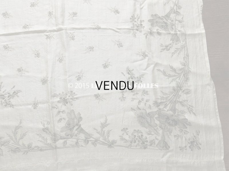 画像14: 19世紀 アンティーク シルク製 スカーフ用 ファブリック 花模様 スカーフ3枚分 56×165cm