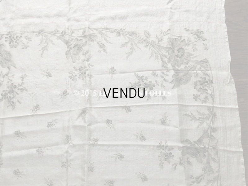 画像16: 19世紀 アンティーク シルク製 スカーフ用 ファブリック 花模様 スカーフ3枚分 56×165cm