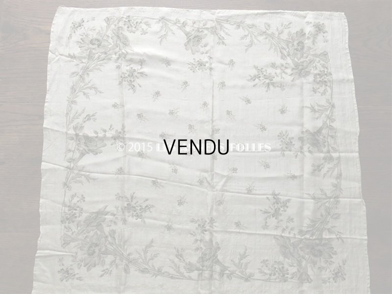 画像4: 19世紀 アンティーク シルク製 スカーフ用 ファブリック 花模様 スカーフ3枚分 56×165cm