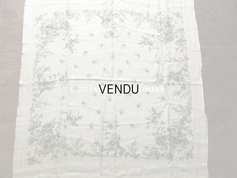 画像5: 19世紀 アンティーク シルク製 スカーフ用 ファブリック 花模様 スカーフ3枚分 56×165cm