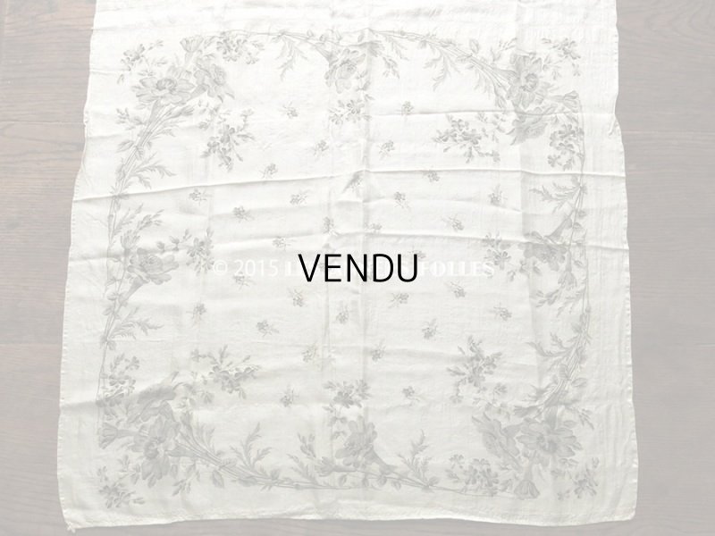 画像6: 19世紀 アンティーク シルク製 スカーフ用 ファブリック 花模様 スカーフ3枚分 56×165cm