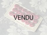 19世紀 アンティーク シルク製 くるみボタン 12mm  ラズベリー色 2色使い 18ピース