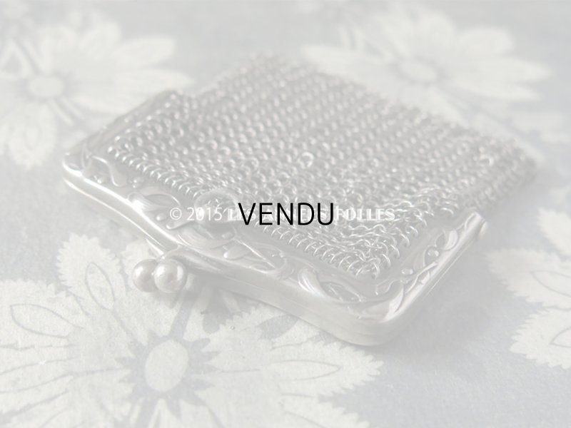 画像5: 1900年代 アンティーク シルバー製 ヤドリギ メタルメッシュのコインケース 仕切り付