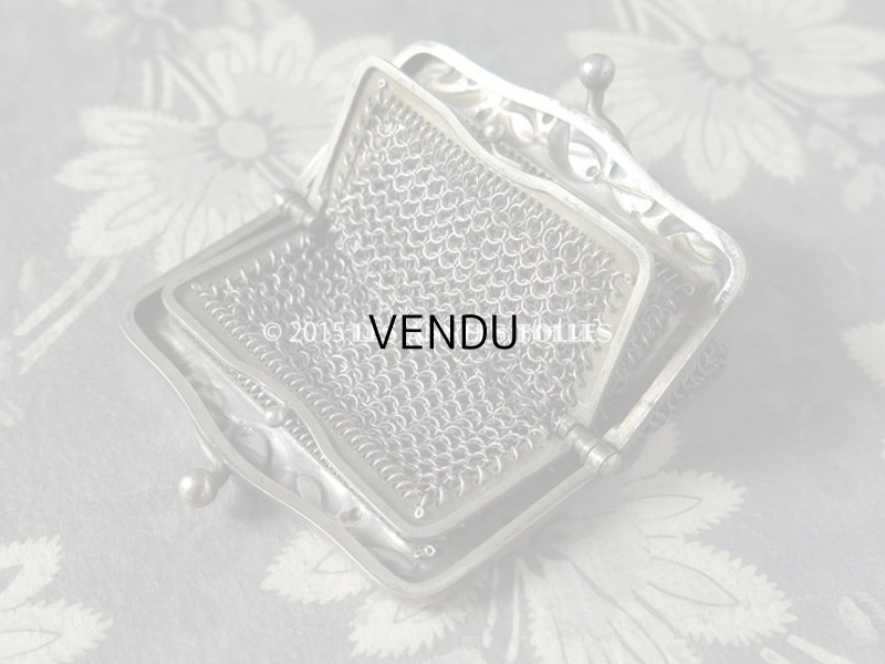 画像4: 1900年代 アンティーク シルバー製 ヤドリギ メタルメッシュのコインケース 仕切り付