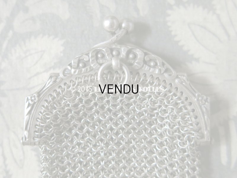 画像3: 1900年代 アンティーク シルバー製 リボン模様 メタルメッシュ コインケース 仕切り付