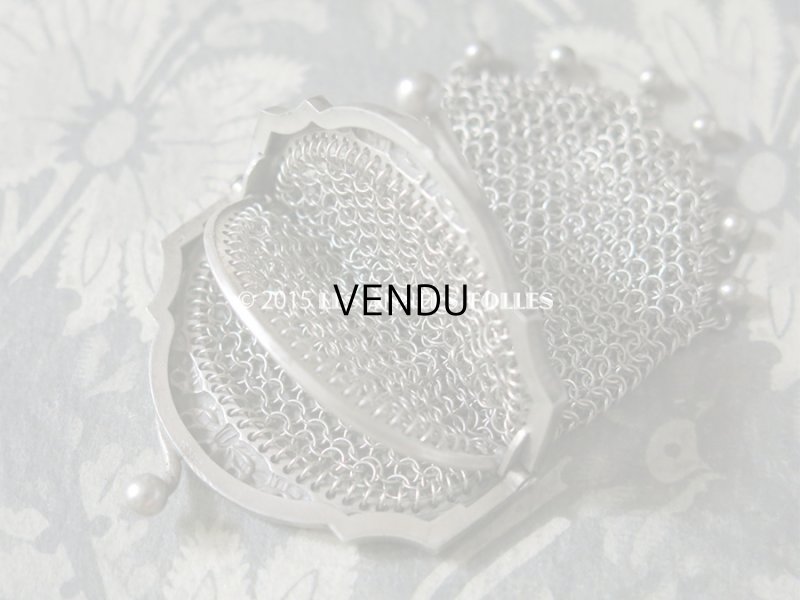 画像7: 1900年代 アンティーク シルバー製 リボン模様 メタルメッシュ コインケース 仕切り付