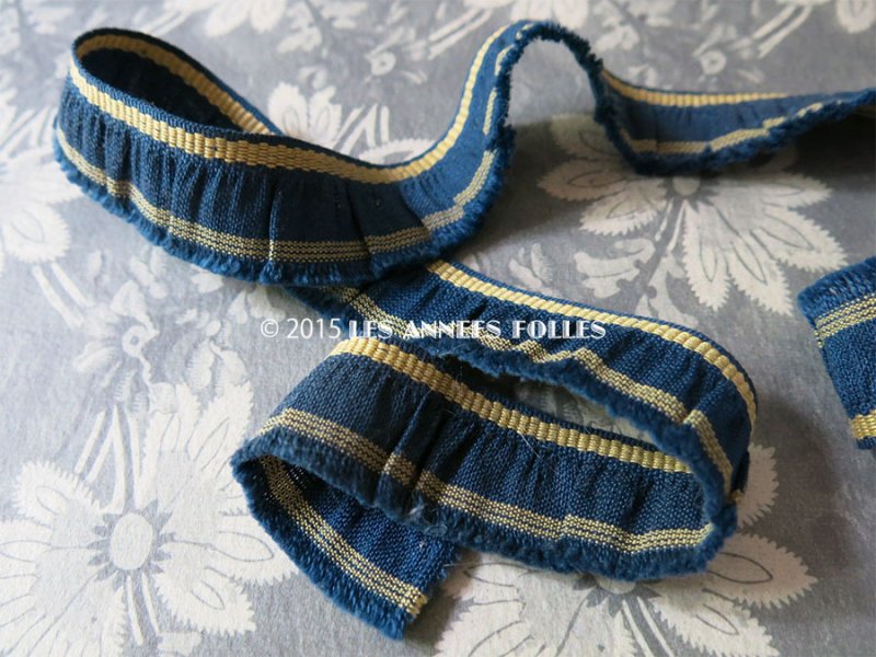 画像2: 19世紀末 アンティーク ジャガード織 フリルリボン リネン製