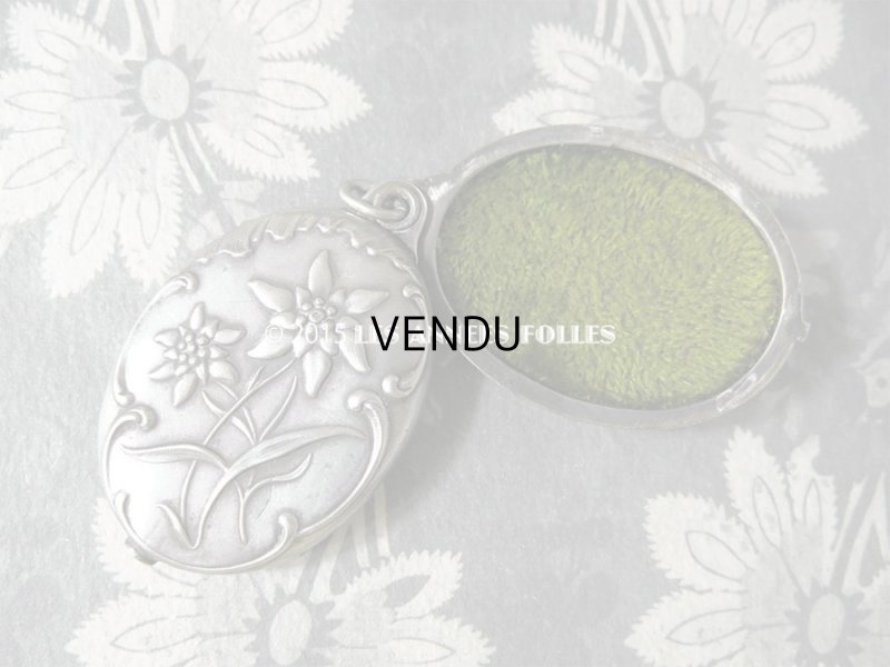 画像3: 1900年代 アンティーク シャトレーヌ 手鏡 エーデルワイス スライド式 ミラー ペンダント