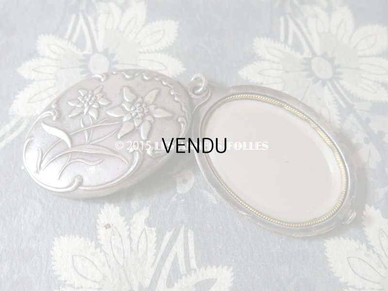 画像4: 1900年代 アンティーク シャトレーヌ 手鏡 エーデルワイス スライド式 ミラー ペンダント