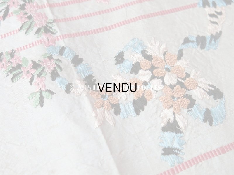 画像3: 18世紀末 アンティーク シルク製  手刺繍 薔薇模様 幅広リボン 1m