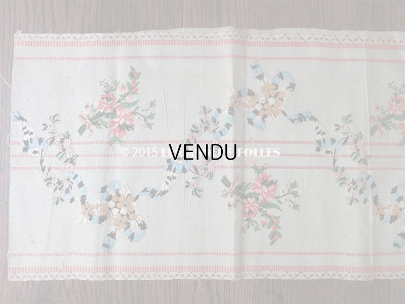 画像4: 18世紀末 アンティーク シルク製  手刺繍 薔薇模様 幅広リボン 1m
