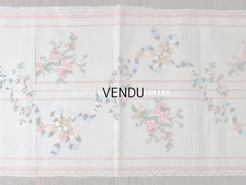 画像5: 18世紀末 アンティーク シルク製  手刺繍 薔薇模様 幅広リボン 1m