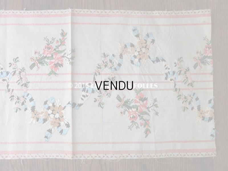 画像6: 18世紀末 アンティーク シルク製  手刺繍 薔薇模様 幅広リボン 1m