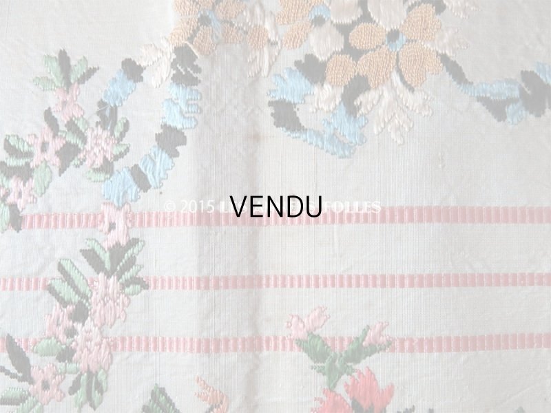 画像7: 18世紀末 アンティーク シルク製  手刺繍 薔薇模様 幅広リボン 1m