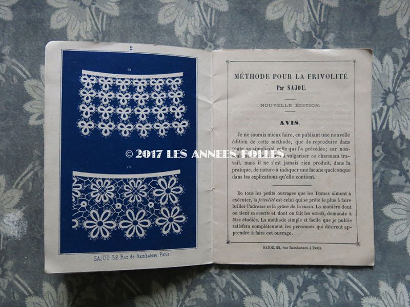 1855 18年 アンティーク タティングレースのアクセサリーの図案帳 Album Pour Ouvrages En Frivolite N16 Maison Sajou Les Annees Folles