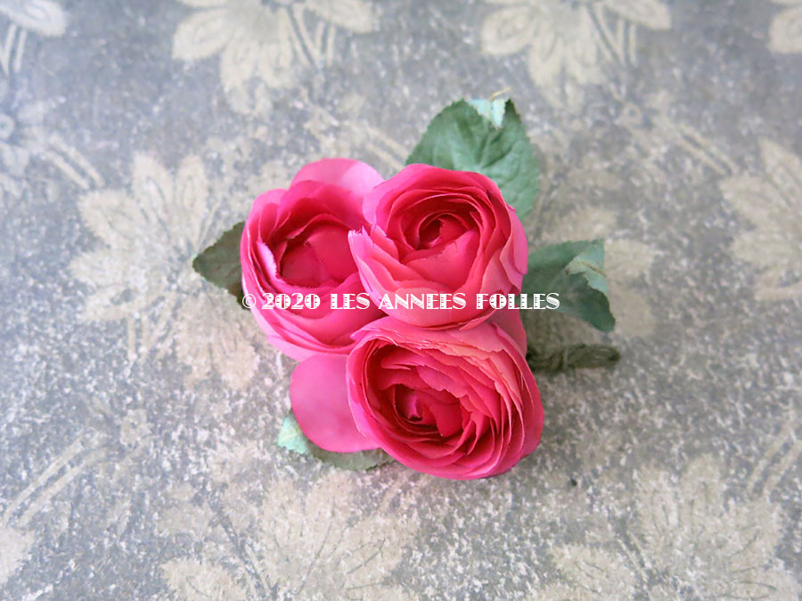 アンティーク 薔薇の布花 カップ咲き コサージュ ピンク : LES ANNEES