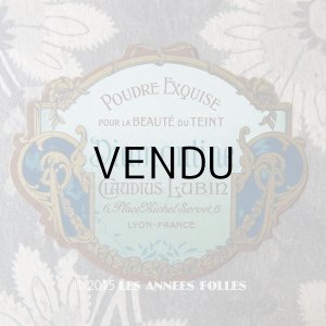 画像: アンティーク パウダーボックスのラベル 薔薇のガーランド POUDRE EXQUISE DIAMANTINE - CLAUDIUS LUBIN -