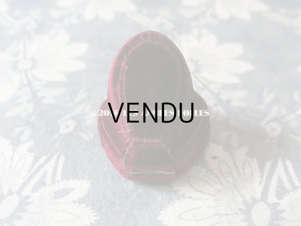 画像4: 19世紀 アンティーク ベルベット ジュエリーボックス モノグラム【J.L】 リング用 ボルドー (4)