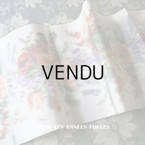 画像: 19世紀 アンティーク シルク製  ぼかし織り 花模様 幅広リボン 黒い縁取り 1.5m