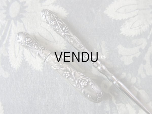 画像6: アンティーク シルバー製 薔薇 目打ち  裁縫道具 (6)