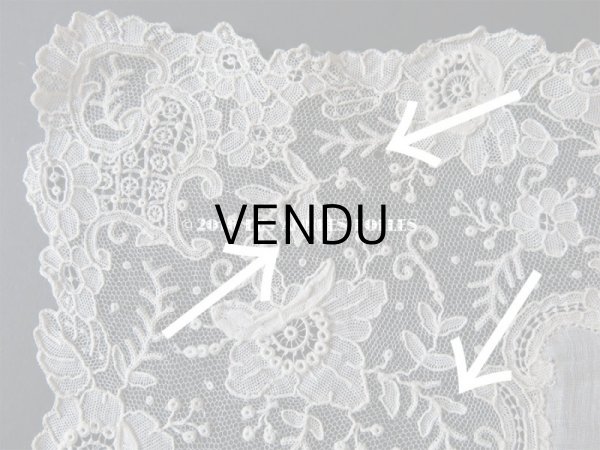 画像9: アンティーク ポワンドガーズのレース ポワンドローズ 結婚式のハンカチ 『ポワン・ド・ガーズ』 (9)