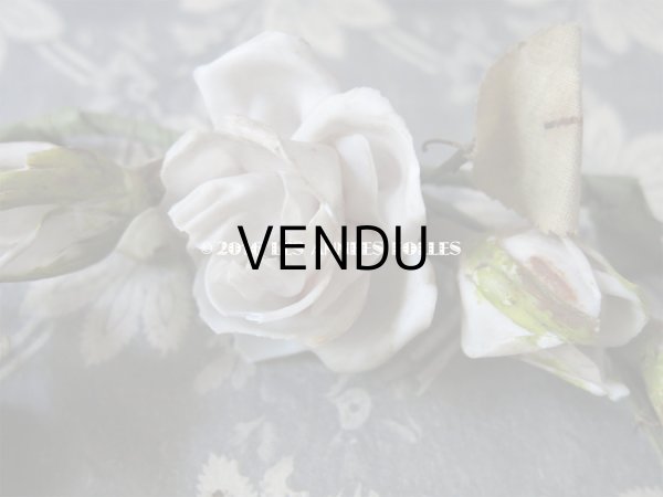 画像5: 1900年代 アンティーク 薔薇のヘッドリース コサージュ セラミック製 (5)