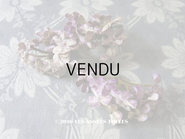 画像1: 19世紀末 アンティーク  シルク製ベルベット 紫の花のコサージュ (1)