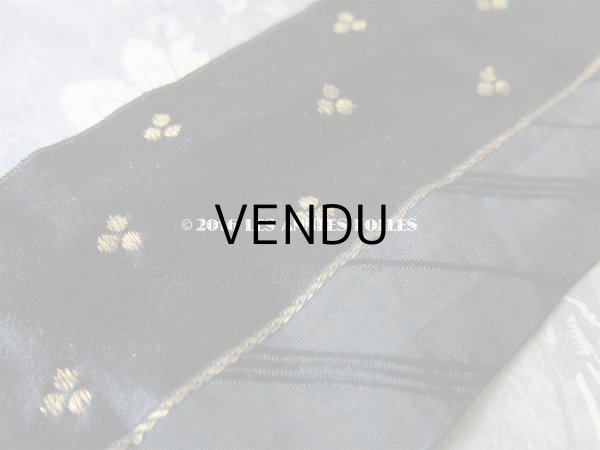 画像4: 19世紀末 アンティーク シルク製 サテンタフタ 刺繍入り ジャガード織 リボン  (4)