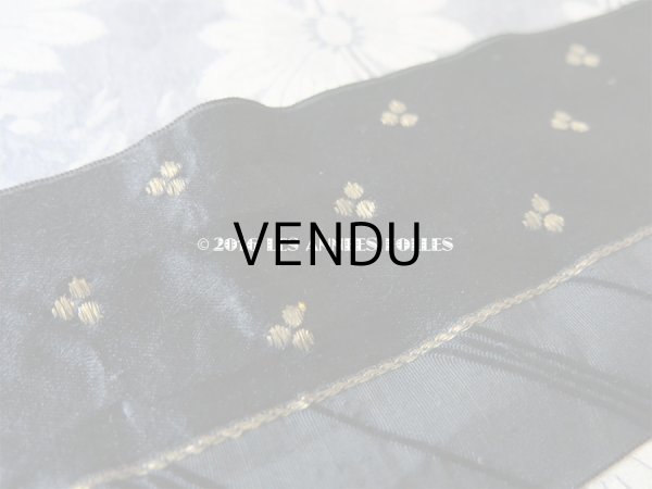画像5: 19世紀末 アンティーク シルク製 サテンタフタ 刺繍入り ジャガード織 リボン  (5)