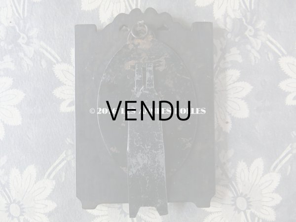 画像4: 19世紀 ナポレオン3世 アンティーク 木製 フォトフレーム 天使＆薔薇とリボンのメダイヨン (4)