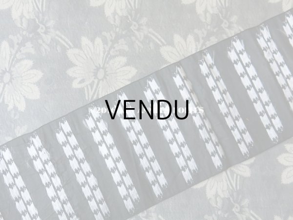 画像6: 19世紀 アンティーク シルク製 幅広 リボン ジャガード織 0.75m 炭黒 花模様 (6)