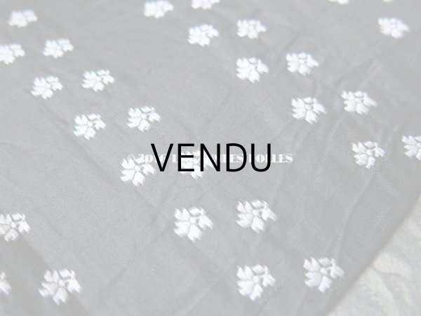 画像5: 19世紀 アンティーク シルク製 幅広 リボン ジャガード織 0.75m 炭黒 花模様 (5)