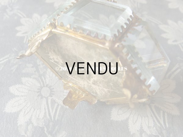 画像5: アンティーク ジュエリーボックス スモーキーブルーのクッション (5)