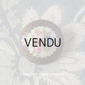 画像: アンティーク エナメル ボタン  薔薇 ハンドペイント  19mm