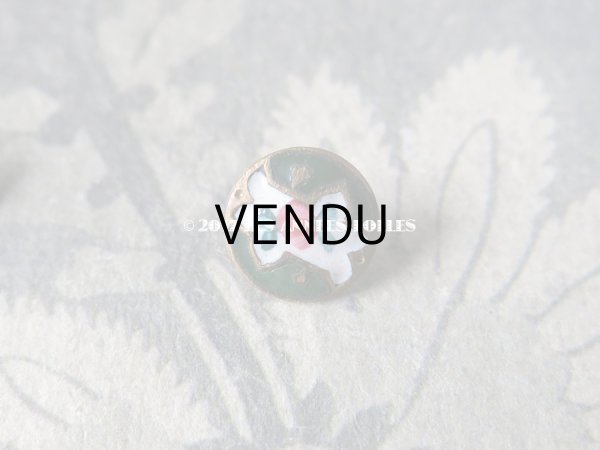 画像6: アンティーク 極小 ドール用 エナメル ボタン 5ピースのセット 薔薇 ハンドペイント グリーン & ゴールド 9mm (6)
