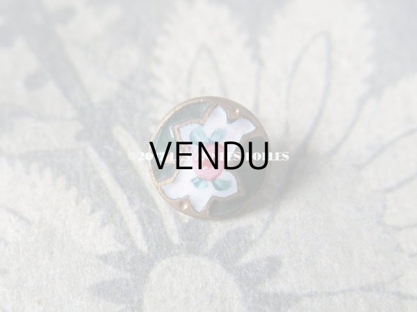 画像7: アンティーク 極小 ドール用 エナメル ボタン 5ピースのセット 薔薇 ハンドペイント グリーン & ゴールド 9mm (7)