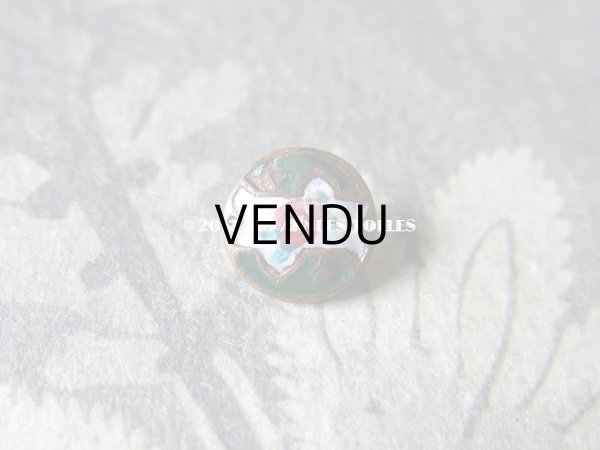 画像3: アンティーク 極小 ドール用 エナメル ボタン 5ピースのセット 薔薇 ハンドペイント グリーン & ゴールド 9mm (3)