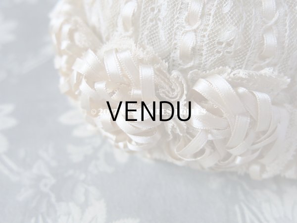 画像10: アンティーク ドール用 シルクリボンとレースのボネ (10)