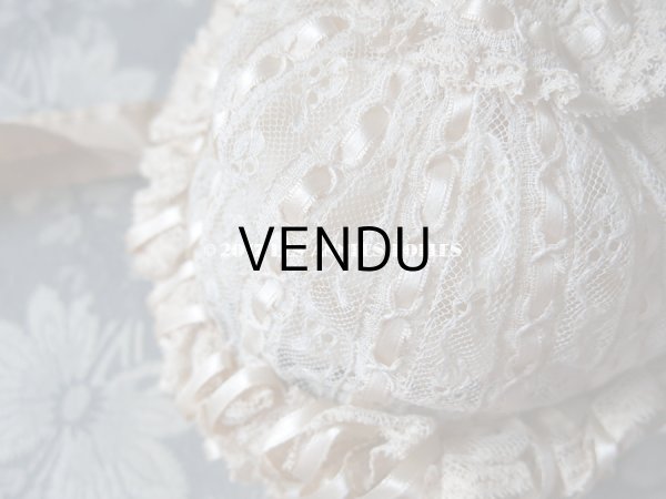 画像8: アンティーク ドール用 シルクリボンとレースのボネ (8)