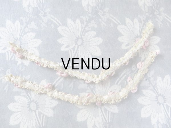 画像6: 1900年代 アンティーク シルク製 淡いピンク色の薔薇 ロココトリム 0.44m ロココリボン (6)