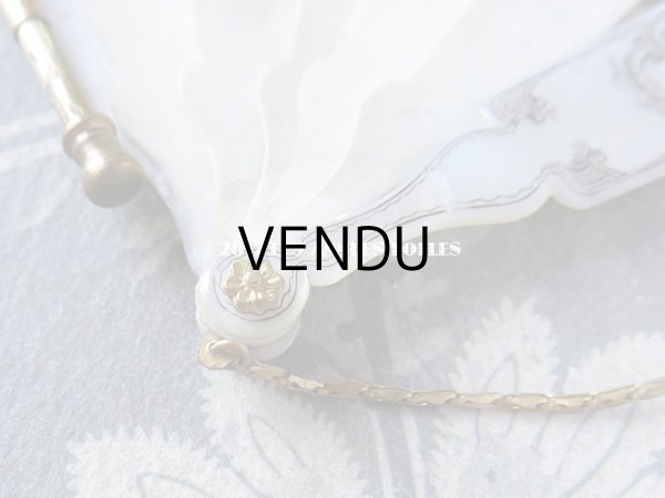 画像5: 19世紀初頭  舞踏会の手帳 ペンシル付 マザーオブパール製 ファン型 CARNET DE BAL カルネ・ド・バル (5)