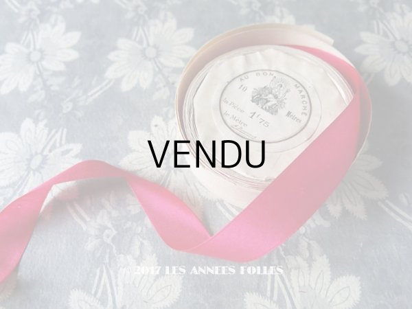 画像1: アンティーク ボンマルシェ シルクサテン地 リボン 3.3m  ゼラニウムピンク GERANIUM 282   - AU BON MARCHE - (1)